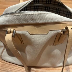 Burberry Cream and Tan Tote Bag